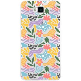 Printify Huawei Y6 Pro İle Uyumlu 1 mm Kapak Memphis Desen Tasarımlı Şeffaf Silikon Cep Telefonu Kılıfı