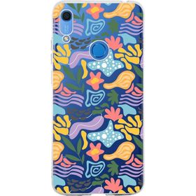 Printify Huawei Y6 Pro İle Uyumlu 1 mm Kapak Memphis Desen Tasarımlı Şeffaf Silikon Cep Telefonu Kılıfı