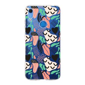 Printify Huawei Y6s 2019 İle Uyumlu 1 mm Kapak Memphis Desen Tasarımlı Şeffaf Silikon Cep Telefonu Kılıfı