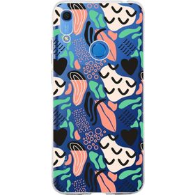 Printify Huawei Y6s 2019 İle Uyumlu 1 mm Kapak Memphis Desen Tasarımlı Şeffaf Silikon Cep Telefonu Kılıfı