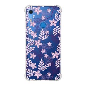 Printify Huawei Y6S Uyumlu Köşe Korumalı Antişok Kapak Floral Pudra Tasarımlı Şeffaf Kılıf
