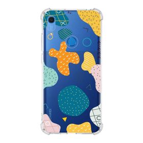 Printify Huawei Y6S Uyumlu Köşe Korumalı Antişok Kapak Geometrik Şekiller Tasarımlı Şeffaf Kılıf