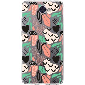 Printify Huawei Y7 2017 İle Uyumlu 1 mm Kapak Memphis Desen Tasarımlı Şeffaf Silikon Cep Telefonu Kılıfı