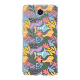 Printify Huawei Y7 2017 İle Uyumlu 1 mm Kapak Memphis Desen Tasarımlı Şeffaf Silikon Cep Telefonu Kılıfı