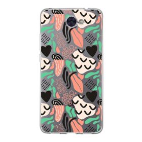 Printify Huawei Y7 2017 İle Uyumlu 1 mm Kapak Memphis Desen Tasarımlı Şeffaf Silikon Cep Telefonu Kılıfı