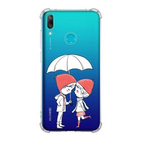 Printify Huawei Y7 2019 Uyumlu Köşe Korumalı Antişok Kapak Aşk Tasarımlı Şeffaf Kılıf