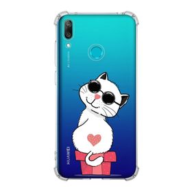 Printify Huawei Y7 2019 Uyumlu Köşe Korumalı Antişok Kapak Coolcat Tasarımlı Şeffaf Kılıf