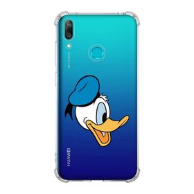Printify Huawei Y7 2019 Uyumlu Köşe Korumalı Antişok Kapak Donald Duck Tasarımlı Şeffaf Kılıf