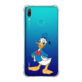 Printify Huawei Y7 2019 Uyumlu Köşe Korumalı Antişok Kapak Donald Duck Tasarımlı Şeffaf Kılıf