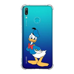 Printify Huawei Y7 2019 Uyumlu Köşe Korumalı Antişok Kapak Donald Duck Tasarımlı Şeffaf Kılıf