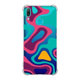 Printify Huawei Y7 2019 Uyumlu Köşe Korumalı Antişok Kapak Renkli Desen Tasarımlı Şeffaf Kılıf