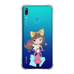 Printify Huawei Y7 2019 Uyumlu Köşe Korumalı Antişok Kapak Vespagirl Şekiller Tasarımlı Şeffaf Kılıf