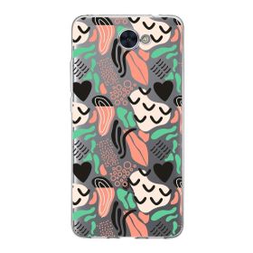 Printify Huawei Y7 İle Uyumlu 1 mm Kapak Memphis Desen Tasarımlı Şeffaf Silikon Cep Telefonu Kılıfı