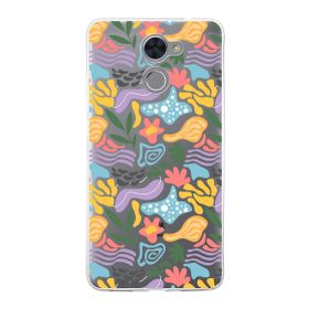 Printify Huawei Y7 Prime İle Uyumlu 1 mm Kapak Memphis Desen Tasarımlı Şeffaf Silikon Cep Telefonu Kılıfı