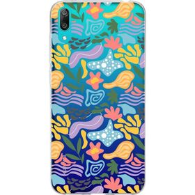 Printify Huawei Y7 Prime İle Uyumlu 1 mm Kapak Memphis Desen Tasarımlı Şeffaf Silikon Cep Telefonu Kılıfı