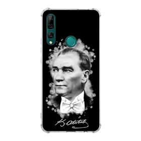 Printify Huawei Y9 Prime 2019 Uyumlu Köşe Korumalı Antişok Kapak Atatürk Tasarımlı Şeffaf Silikon Kılıf