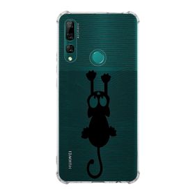 Printify Huawei Y9 Prime 2019 Uyumlu Köşe Korumalı Antişok Kapak Çizgi Kedi Tasarımlı Şeffaf Kılıf