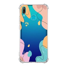 Printify Huawei Y9 Prime 2019 Uyumlu Köşe Korumalı Antişok Kapak Karışık Renkler Tasarımlı Şeffaf Kılıf