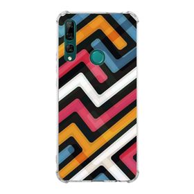 Printify Huawei Y9 Prime 2019 Uyumlu Köşe Korumalı Antişok Kapak Labirent Grafiti Şekiller Tasarımlı Şeffaf Kılıf