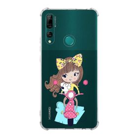 Printify Huawei Y9 Prime 2019 Uyumlu Köşe Korumalı Antişok Kapak Vespagirl Şekiller Tasarımlı Şeffaf Kılıf