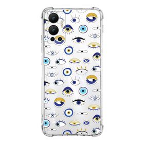 PrintiFy İnfinix Hot 12 Uyumlu Nazar Boncuğu 2 Baskılı Şeffaf Köşe Korumalı Antişok Kılıf