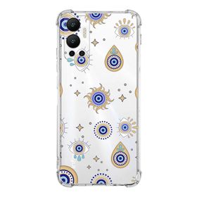 PrintiFy İnfinix Hot 12 Uyumlu Nazar Boncuğu 5 Baskılı Şeffaf Köşe Korumalı Antişok Kılıf