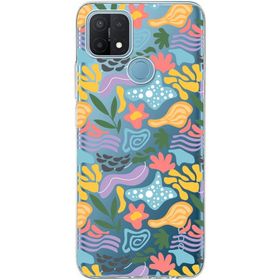 Printify Oppo A12 İle Uyumlu 1 mm Kapak Memphis Desen Tasarımlı Şeffaf Silikon Cep Telefonu Kılıfı