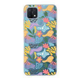 Printify Oppo A15 İle Uyumlu 1 mm Kapak Memphis Desen Tasarımlı Şeffaf Silikon Cep Telefonu Kılıfı