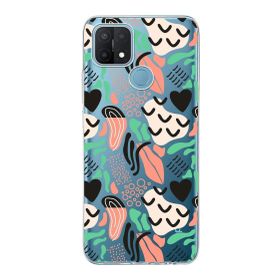 Printify Oppo A15 İle Uyumlu 1 mm Kapak Memphis Desen Tasarımlı Şeffaf Silikon Cep Telefonu Kılıfı