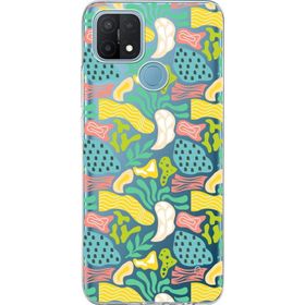 Printify Oppo A15 İle Uyumlu 1 mm Kapak Memphis Desen Tasarımlı Şeffaf Silikon Cep Telefonu Kılıfı