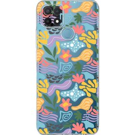 Printify Oppo A15 Uyumlu Kamera Korumalı Kapak Memphis Desen Tasarımlı Şeffaf Cep Telefonu Kılıfı