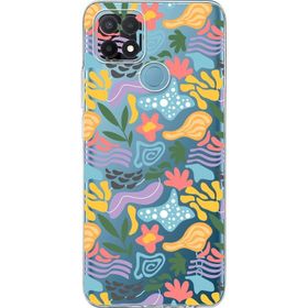 Printify Oppo A15 Uyumlu Kamera Korumalı Kapak Memphis Desen Tasarımlı Şeffaf Cep Telefonu Kılıfı