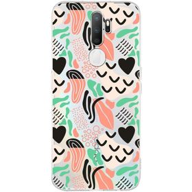 Printify Oppo A16 İle Uyumlu 1 mm Kapak Memphis Desen Tasarımlı Şeffaf Silikon Cep Telefonu Kılıfı