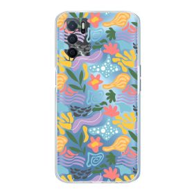 Printify Oppo A16 İle Uyumlu 1 mm Kapak Memphis Desen Tasarımlı Şeffaf Silikon Cep Telefonu Kılıfı