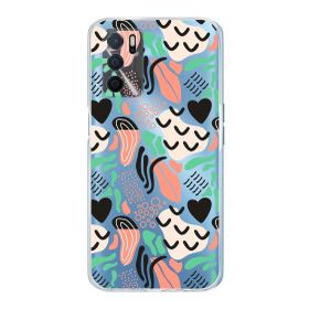 Printify Oppo A16 İle Uyumlu 1 mm Kapak Memphis Desen Tasarımlı Şeffaf Silikon Cep Telefonu Kılıfı