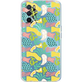 Printify Oppo A16 İle Uyumlu 1 mm Kapak Memphis Desen Tasarımlı Şeffaf Silikon Cep Telefonu Kılıfı