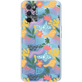 Printify Oppo A16 İle Uyumlu 1 mm Kapak Memphis Desen Tasarımlı Şeffaf Silikon Cep Telefonu Kılıfı