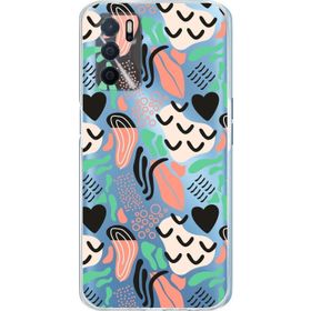 Printify Oppo A16 İle Uyumlu 1 mm Kapak Memphis Desen Tasarımlı Şeffaf Silikon Cep Telefonu Kılıfı