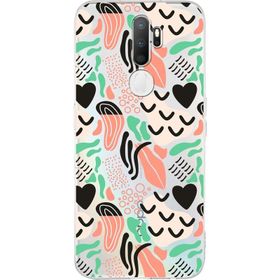 Printify Oppo A16 İle Uyumlu 1 mm Kapak Memphis Desen Tasarımlı Şeffaf Silikon Cep Telefonu Kılıfı