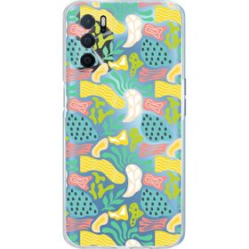 Printify Oppo A16 İle Uyumlu 1 mm Kapak Memphis Desen Tasarımlı Şeffaf Silikon Cep Telefonu Kılıfı