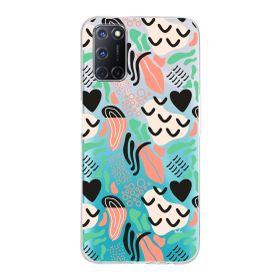Printify Oppo A52 İle Uyumlu 1mm Kapak Memphis Desen Tasarımlı Şeffaf Silikon Cep Telefonu Kılıfı