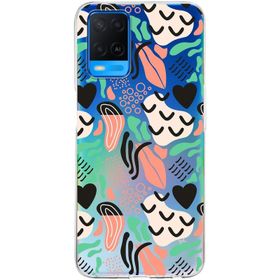 Printify Oppo A54 İle Uyumlu 1mm Kapak Memphis Desen Tasarımlı Şeffaf Silikon Cep Telefonu Kılıfı