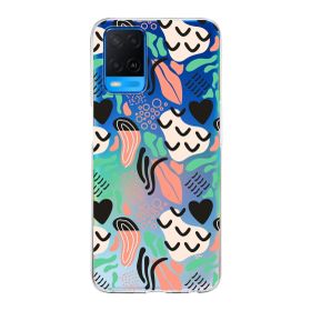 Printify Oppo A54 İle Uyumlu 1mm Kapak Memphis Desen Tasarımlı Şeffaf Silikon Cep Telefonu Kılıfı