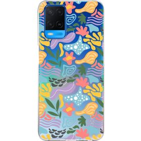 Printify Oppo A54 İle Uyumlu 1mm Kapak Memphis Desen Tasarımlı Şeffaf Silikon Cep Telefonu Kılıfı