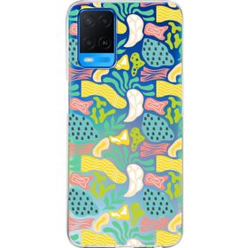 Printify Oppo A54 İle Uyumlu 1mm Kapak Memphis Desen Tasarımlı Şeffaf Silikon Cep Telefonu Kılıfı