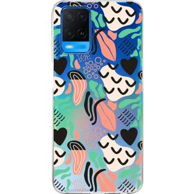Printify Oppo A54 İle Uyumlu 1mm Kapak Memphis Desen Tasarımlı Şeffaf Silikon Cep Telefonu Kılıfı