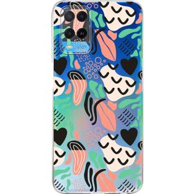 Printify Oppo A54 Uyumlu Kamera Korumalı Kapak Memphis Desen Tasarımlı Şeffaf Cep Telefonu Kılıfı