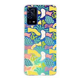 Printify Oppo A55 İle Uyumlu 1mm Kapak Memphis Desen Tasarımlı Şeffaf Silikon Cep Telefonu Kılıfı
