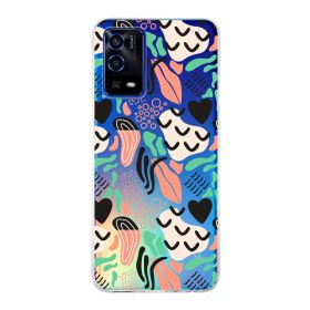 Printify Oppo A55 İle Uyumlu 1mm Kapak Memphis Desen Tasarımlı Şeffaf Silikon Cep Telefonu Kılıfı
