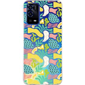 Printify Oppo A55 İle Uyumlu 1mm Kapak Memphis Desen Tasarımlı Şeffaf Silikon Cep Telefonu Kılıfı